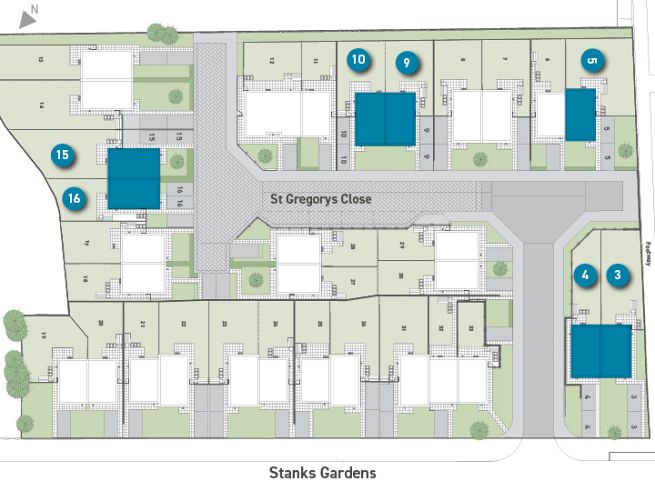 Site plan, 3 bedroom houses - artist's impression subject to change